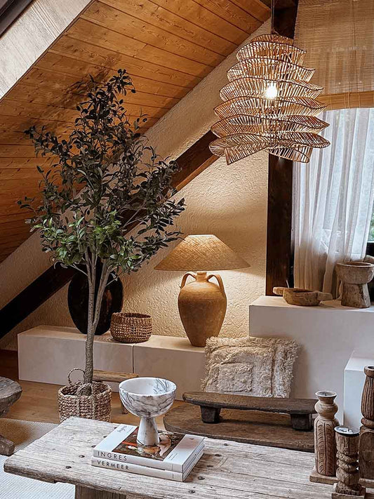 Rattan ceiling pendant Luna