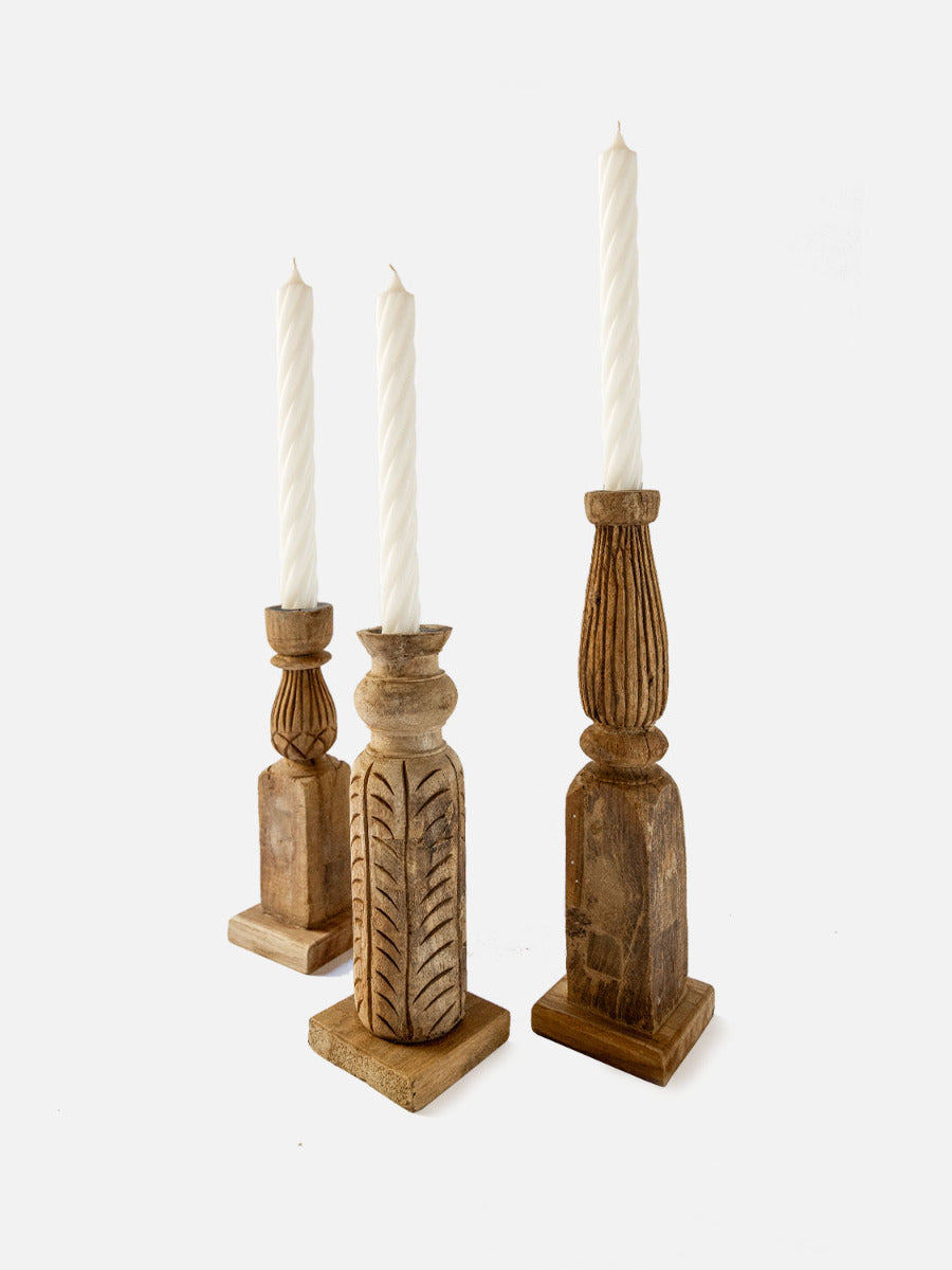 Vintage Kerzenhalter aus Holz