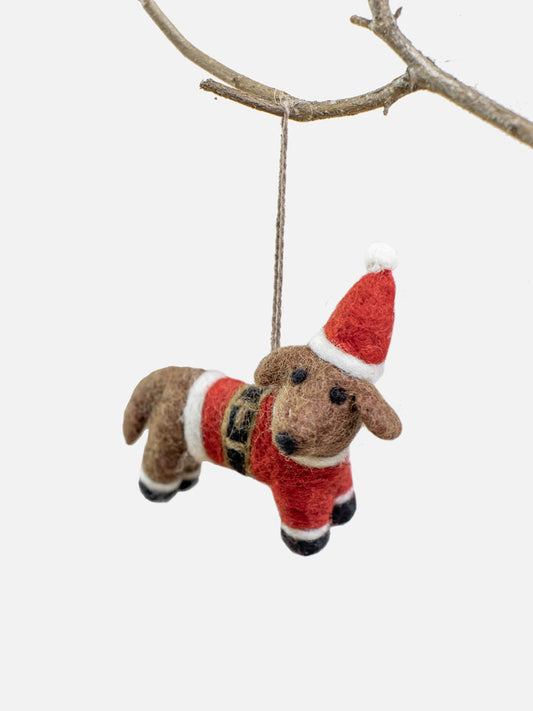 Weihnachtsanhänger Hund aus Filz felt dog