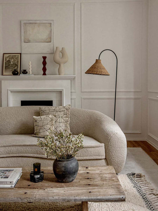 Rattan Lampe, Stehleuchte, Floor Lamp Clara Rattan Wicker