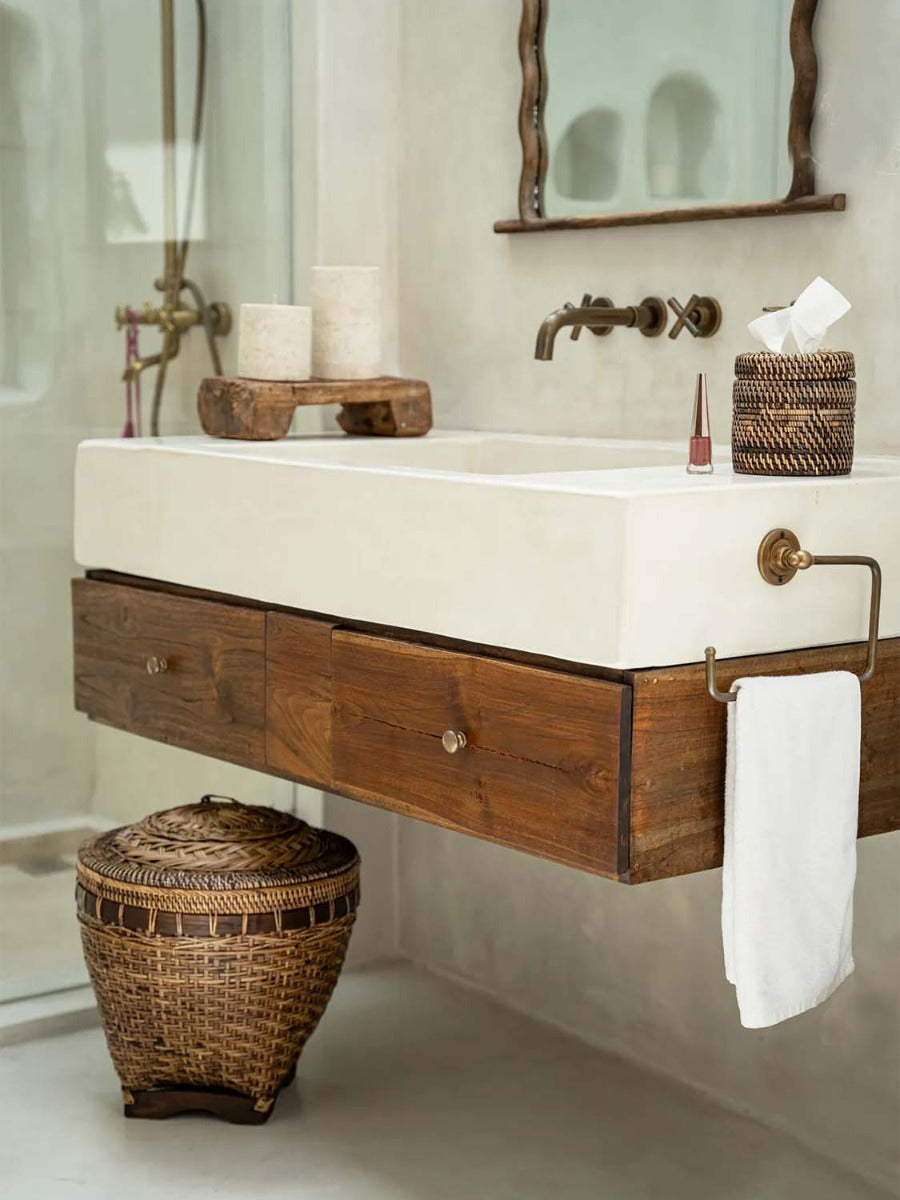 stilvoller rattan korb