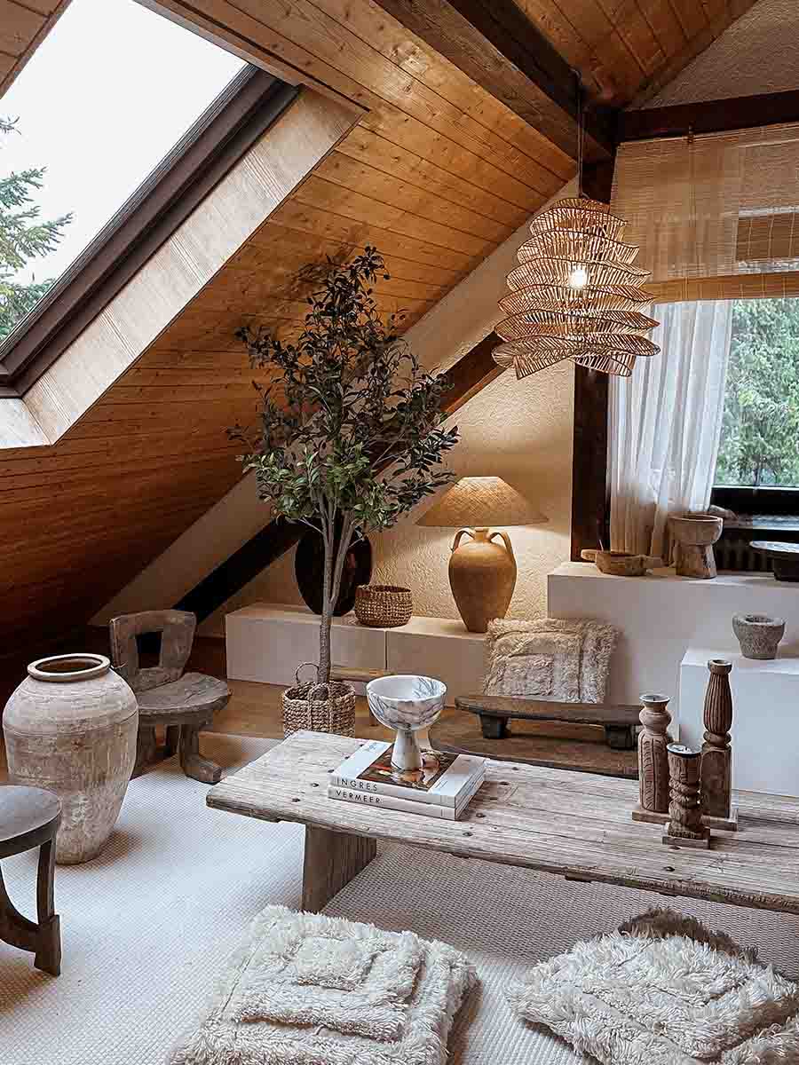 Rattan ceiling pendant Luna Deckenleuchte