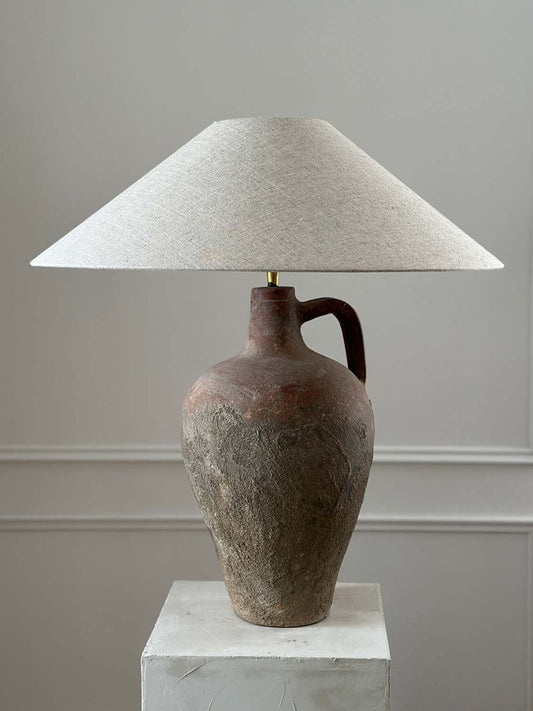 rustikale tischlampe vintage primitive lamp amphore terracotta