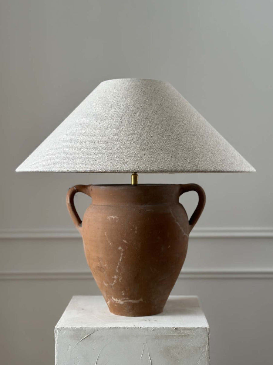 rustikale tischlampe vintage primitive lamp amphore terracotta