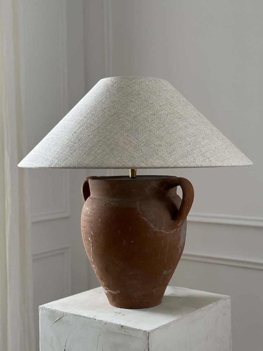 rustikale tischlampe vintage primitive lamp amphore terracotta