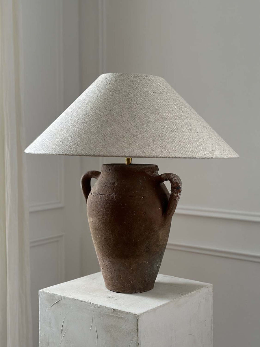 rustikale tischlampe vintage primitive lamp amphore terracotta