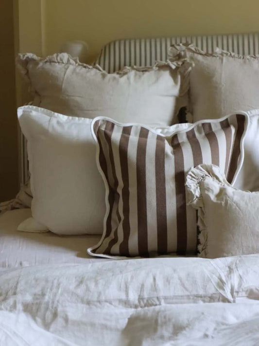 Cuscino Louise Marrone a Righe 45 × 45