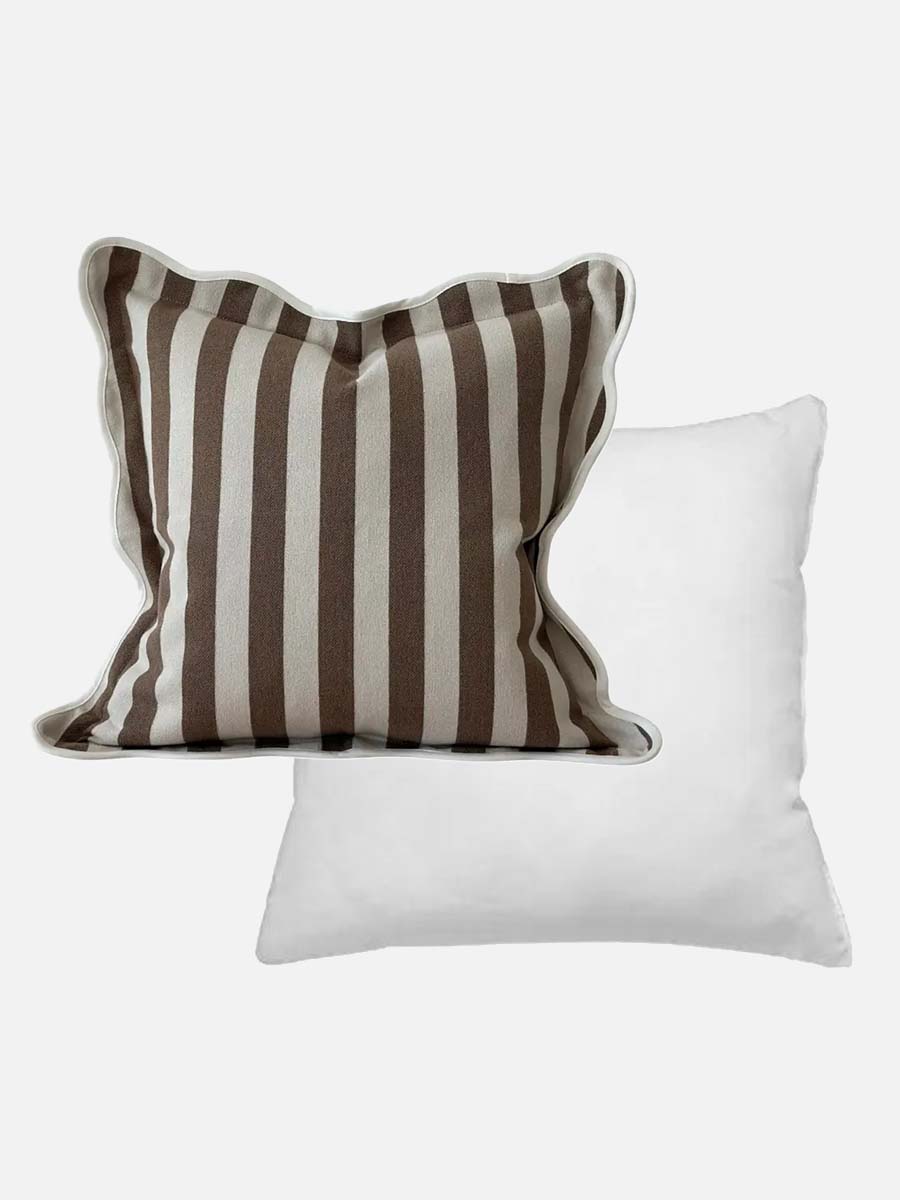 Kissen Louise braun gestreift 45 x 45 – Katie Fischer