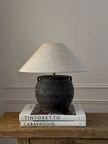 Lamp with antique ceramic base