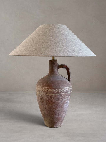 Lampe Terracotta avec pied en céramique antique