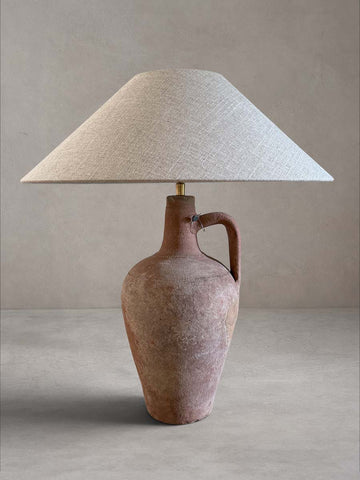 Lampe Terracotta avec pied en céramique antique