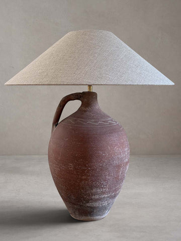Lampe Terracotta avec pied en céramique antique
