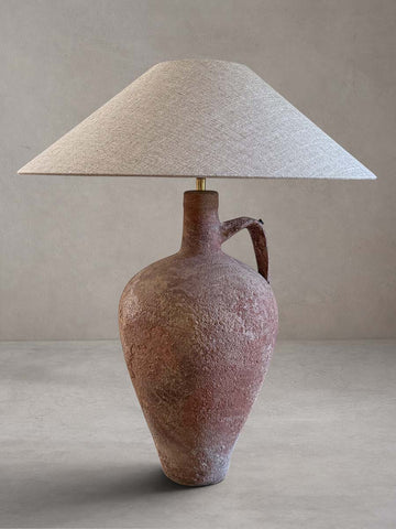 Lampe Terracotta avec pied en céramique antique