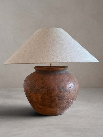 Lampe avec pied en céramique antique