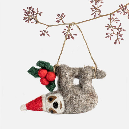 Weihnachtsanhänger Faultier aus Filz