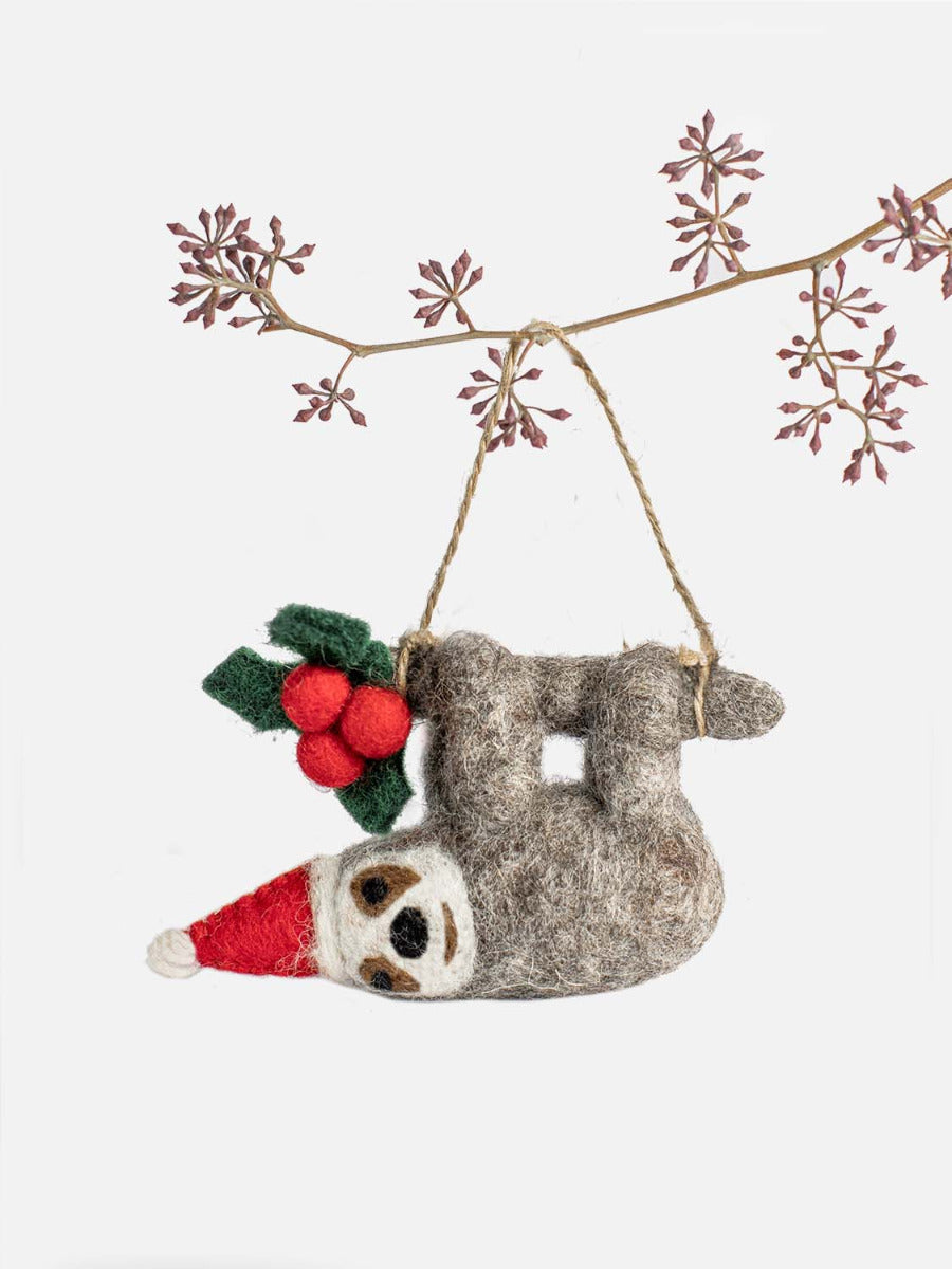 Weihnachtsanhänger Faultier aus Filz