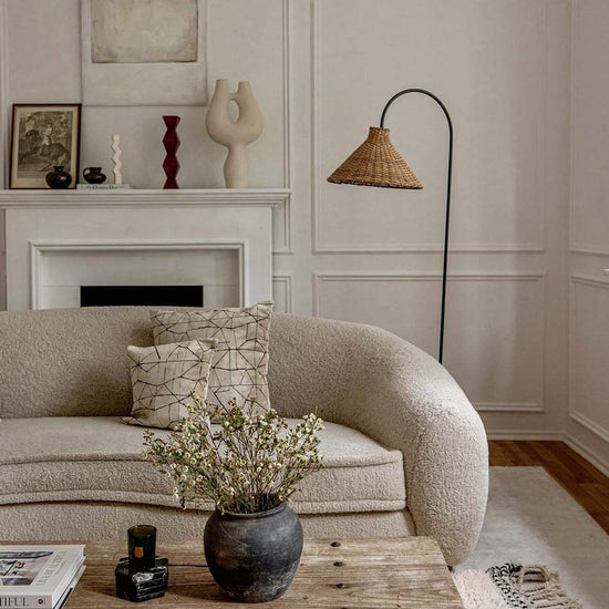 Rattan Lampe, Stehleuchte, Floor Lamp Clara  Rattan Wicker 