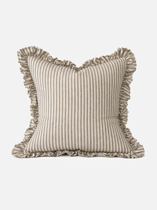 Cuscino Juliet Lino Oliva a Righe 45 × 45