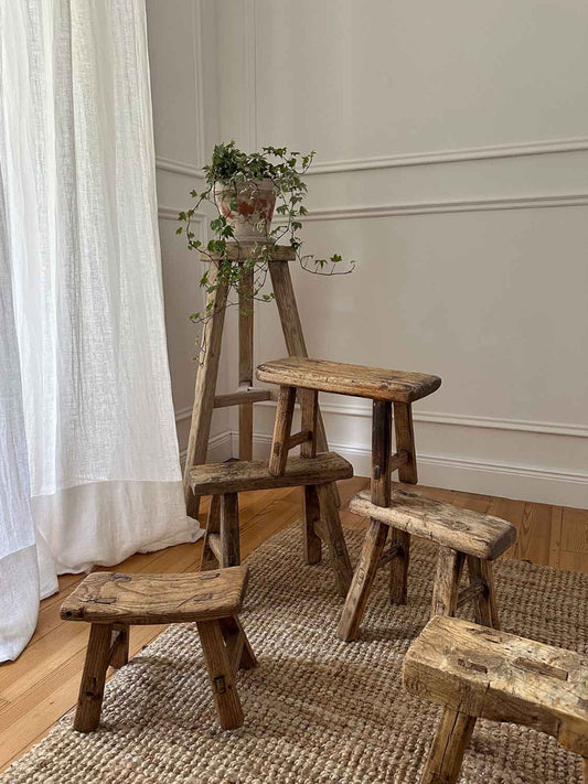 Rustikaler Mini Hocker melkhocker stool wabisabi