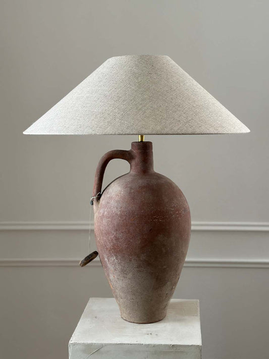 rustikale tischlampe vintage primitive lamp amphore terracotta