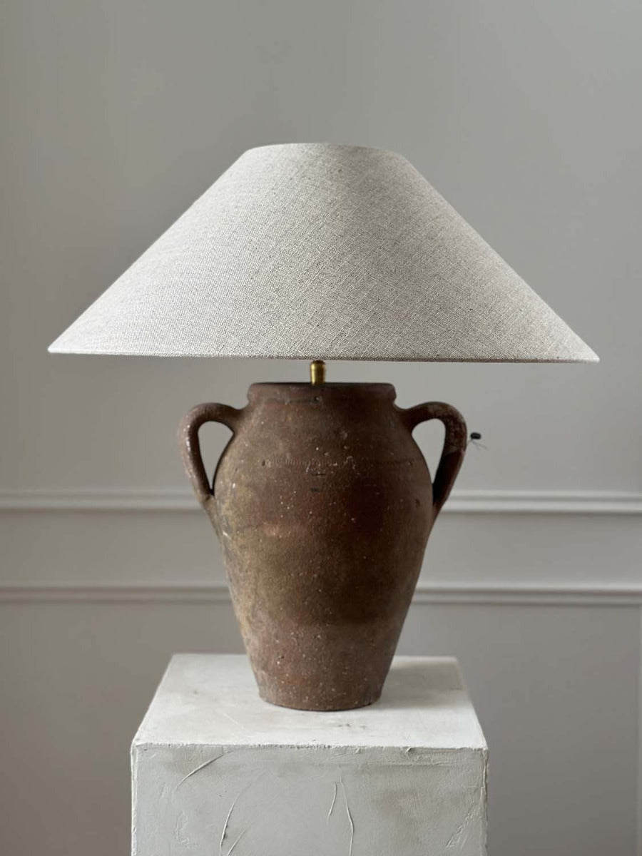 rustikale tischlampe vintage primitive lamp amphore terracotta