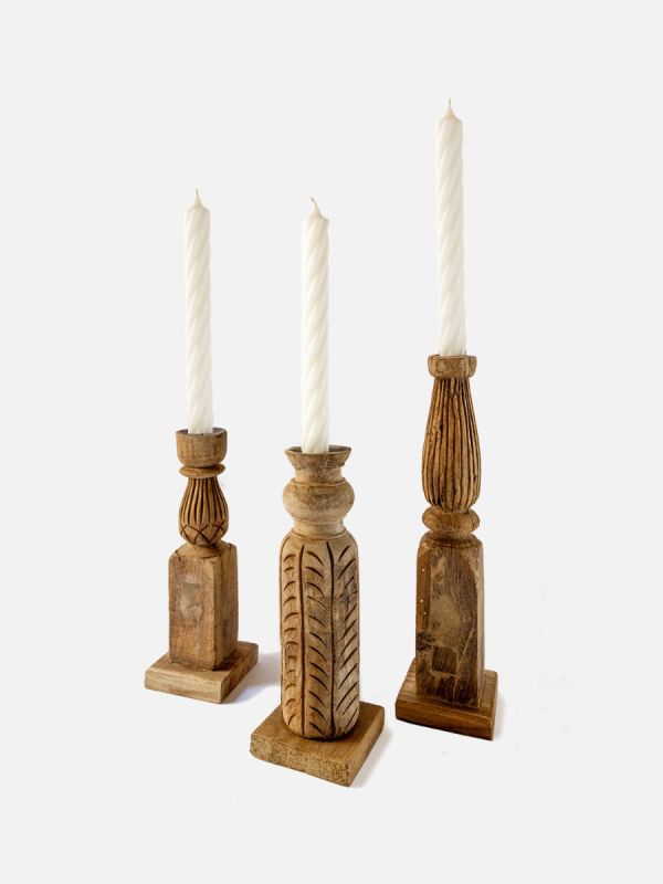 Vintage Kerzenhalter aus Holz